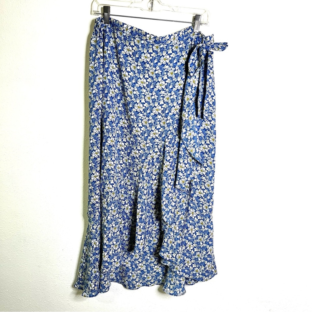 Max Studio cottagecore Parisian casual picnic core Blue Floral Maxi Skirt sz XL - Picture 2 of 8